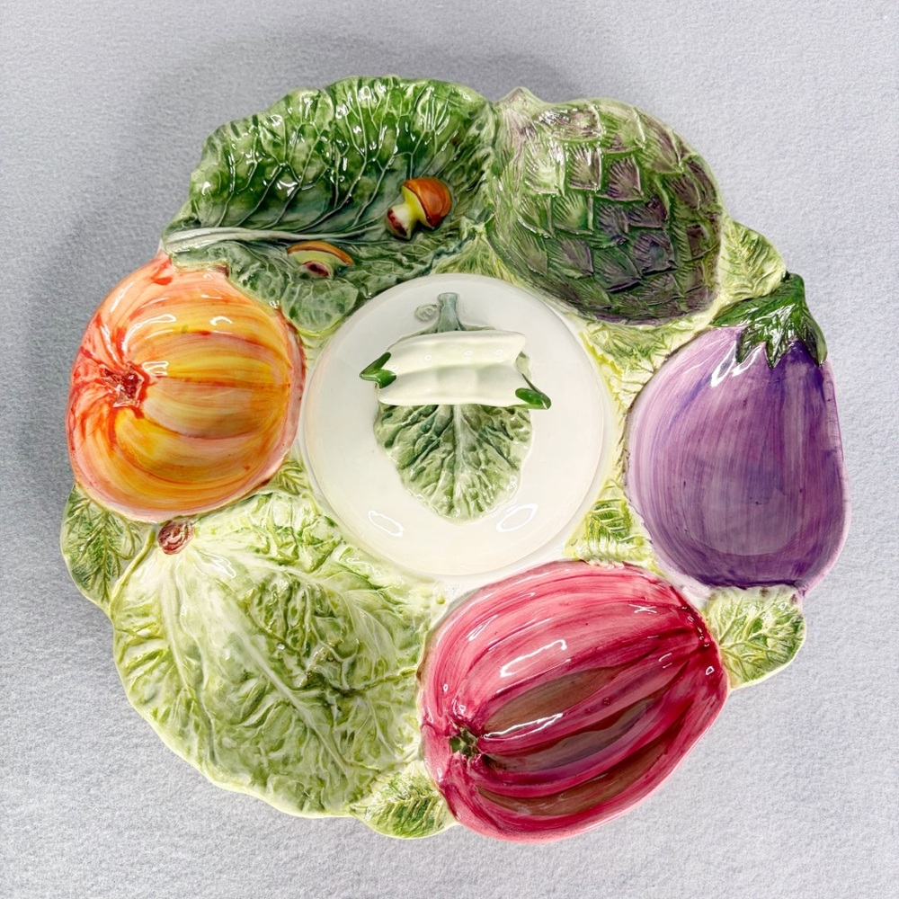 Casafina Portugal Vegetable Covered Dip Tray Eggplant Artichoke Mushroom Grandma
